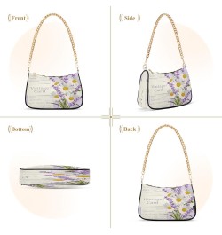 Vintage Lavender Daisy Shoulder Handbags for Women Travel Hobo Tote Handbag Women Gold Chain Shoulder Bags Purse with Zipper ...