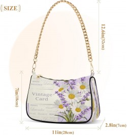 Vintage Lavender Daisy Shoulder Handbags for Women Travel Hobo Tote Handbag Women Gold Chain Shoulder Bags Purse with Zipper ...