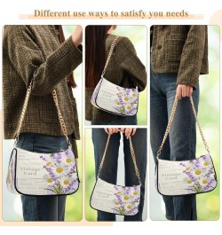 Vintage Lavender Daisy Shoulder Handbags for Women Travel Hobo Tote Handbag Women Gold Chain Shoulder Bags Purse with Zipper ...