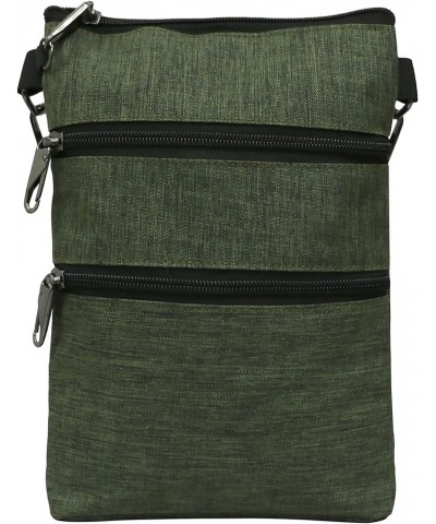 Anti-theft 3 Zipper Crossbody Detachable Strap Credit Card Holder Olive $10.13 Crossbody Bags