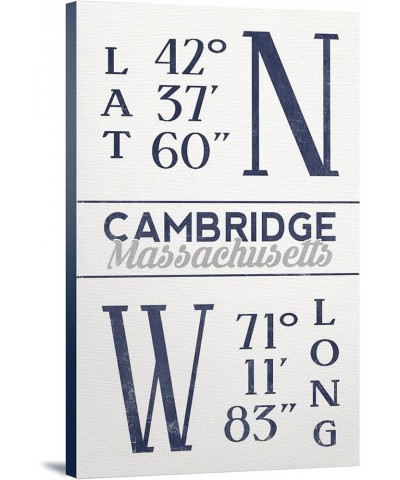 Cambridge, Massachusetts, Latitude and Longitude (Blue), (24x36 Wrapped Canvas, Wall Decor, Artwork) 24x36 Stretched Canvas $...