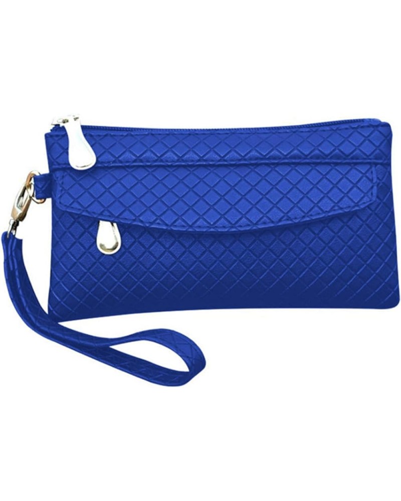 Ladies Purse Wallet Zipper Coin Purse PU Leather Phone Wallet Large Capacity Long Clutch Wallet,Khaki blue $7.09 Wallets