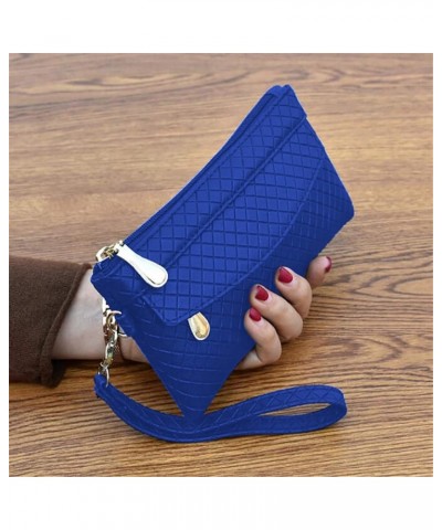 Ladies Purse Wallet Zipper Coin Purse PU Leather Phone Wallet Large Capacity Long Clutch Wallet,Khaki blue $7.09 Wallets