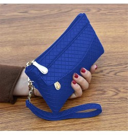 Ladies Purse Wallet Zipper Coin Purse PU Leather Phone Wallet Large Capacity Long Clutch Wallet,Khaki blue $7.09 Wallets