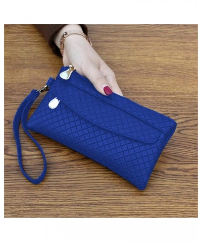 Ladies Purse Wallet Zipper Coin Purse PU Leather Phone Wallet Large Capacity Long Clutch Wallet,Khaki blue $7.09 Wallets