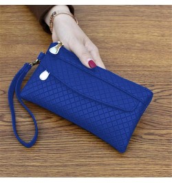 Ladies Purse Wallet Zipper Coin Purse PU Leather Phone Wallet Large Capacity Long Clutch Wallet,Khaki blue $7.09 Wallets