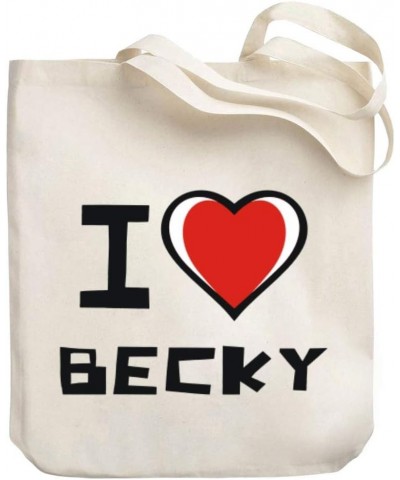 I love Becky Bicolor Heart Canvas Tote Bag 10.5" x 16" x 4 $16.40 Totes