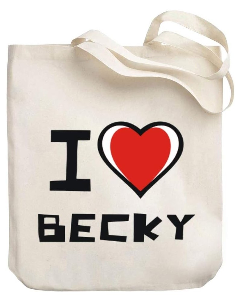 I love Becky Bicolor Heart Canvas Tote Bag 10.5" x 16" x 4 $16.40 Totes