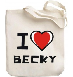 I love Becky Bicolor Heart Canvas Tote Bag 10.5" x 16" x 4 $16.40 Totes