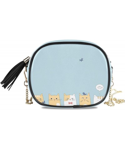 Women's Yellow Cat Blue Crossbody Bag Fashion Purses Bag Cross Body Bag Shoulder Handbag with Adjustable Chain Strap $12.00 S...