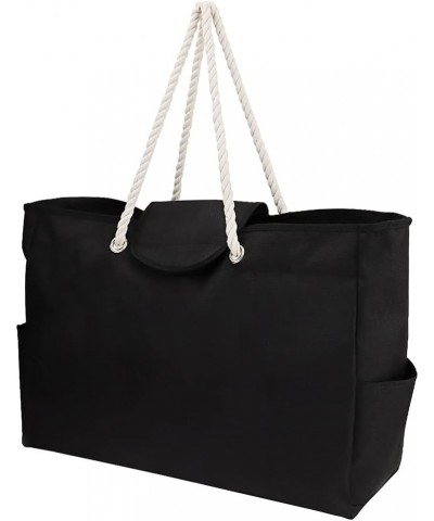 Large Shoulder Beach Tote Bag, Heavy Duty Oxford Cloth Handbag, 21-1/4 x 14-1/2 x 5-1/2 Inch Black $13.10 Shoulder Bags