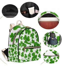 Clover Mini Backpack Purse for Women Teen Girls, St. Patrick's Day Clover Leather Small Backpack Lightweight Casual Travel Da...