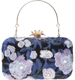 Womens Vintage Floral Embroidery Clutch Evening Handbag Shoulder Bags Purse for Wedding Party Prom Dark Blue $13.76 Evening Bags