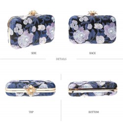 Womens Vintage Floral Embroidery Clutch Evening Handbag Shoulder Bags Purse for Wedding Party Prom Dark Blue $13.76 Evening Bags