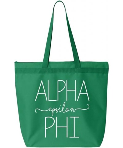 Alpha Epsilon Phi New Handwriting Tote Bag Kelly Green 10 1/2" x 14" x 5" Kelly Green $19.86 Totes