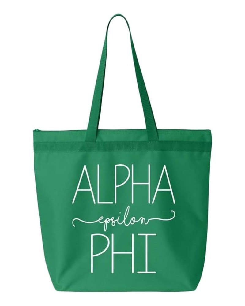 Alpha Epsilon Phi New Handwriting Tote Bag Kelly Green 10 1/2" x 14" x 5" Kelly Green $19.86 Totes