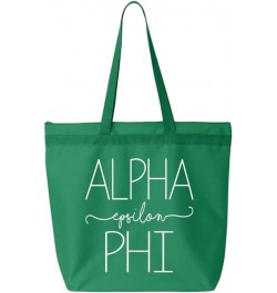 Alpha Epsilon Phi New Handwriting Tote Bag Kelly Green 10 1/2" x 14" x 5" Kelly Green $19.86 Totes