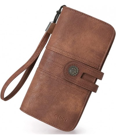 Women Wallet Large Leather Designer Card Holder Organizer Long Ladies Travel Clutch Wristlet Coffee 0 Brown $20.99 Wristlets