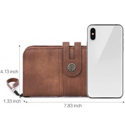 Women Wallet Large Leather Designer Card Holder Organizer Long Ladies Travel Clutch Wristlet Coffee 0 Brown $20.99 Wristlets