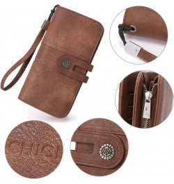 Women Wallet Large Leather Designer Card Holder Organizer Long Ladies Travel Clutch Wristlet Coffee 0 Brown $20.99 Wristlets