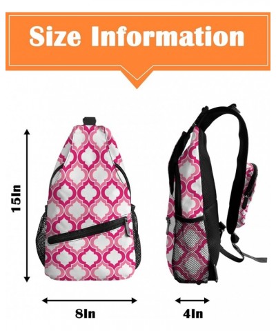 Sling Bag Crossbody Bag for Women Men Grey Moroccan Pattern Geometric Waterproof Hiking Backpack Lightweight Chest Shoulder B...