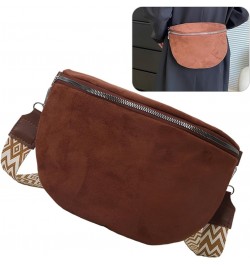 Women Trendy Crossbody Bag PU Leather Chest Bag Half Moon Crossbody Bag Solid Color Fashion Waist Bag Adjustable Wide Strap S...