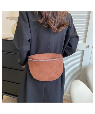 Women Trendy Crossbody Bag PU Leather Chest Bag Half Moon Crossbody Bag Solid Color Fashion Waist Bag Adjustable Wide Strap S...