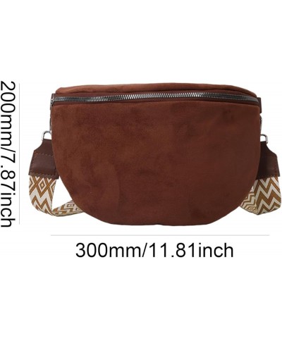 Women Trendy Crossbody Bag PU Leather Chest Bag Half Moon Crossbody Bag Solid Color Fashion Waist Bag Adjustable Wide Strap S...