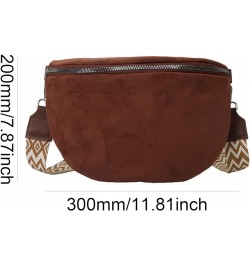 Women Trendy Crossbody Bag PU Leather Chest Bag Half Moon Crossbody Bag Solid Color Fashion Waist Bag Adjustable Wide Strap S...