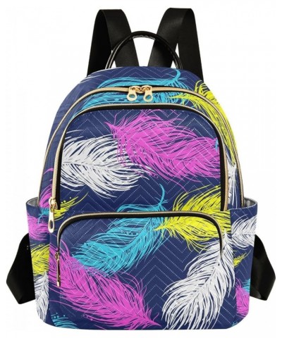 Small Backpack for Women Travel Bag Colorful Feathers Boho Daypack Purse Fashion Shoulder Bag Rucksack Small A476 $11.96 Back...