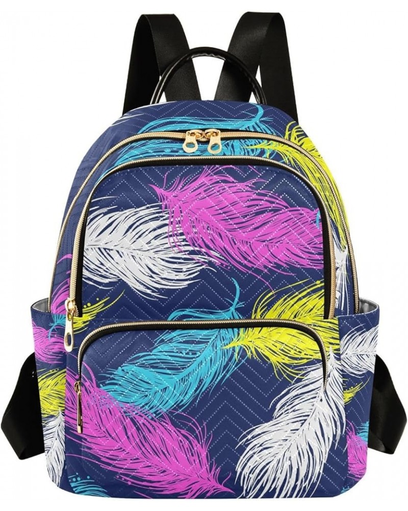 Small Backpack for Women Travel Bag Colorful Feathers Boho Daypack Purse Fashion Shoulder Bag Rucksack Small A476 $11.96 Back...