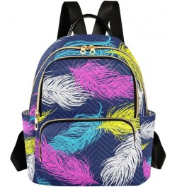 Small Backpack for Women Travel Bag Colorful Feathers Boho Daypack Purse Fashion Shoulder Bag Rucksack Small A476 $11.96 Back...