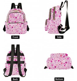 Women Backpack Pink Ribbon Heart Flower Hope Anti-Theft Travel Backpack with Luggage Belt Lightweight Handbag Roomy Double Zi...