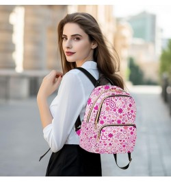 Women Backpack Pink Ribbon Heart Flower Hope Anti-Theft Travel Backpack with Luggage Belt Lightweight Handbag Roomy Double Zi...