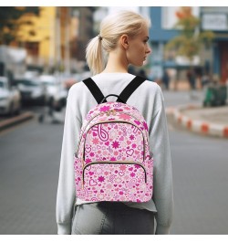 Women Backpack Pink Ribbon Heart Flower Hope Anti-Theft Travel Backpack with Luggage Belt Lightweight Handbag Roomy Double Zi...