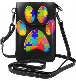 Footprint Paw Jigsaw Autism Women Cell Phone Purse Small Crossbody Bag Leather Shoulder Bag Card Holder Wallet $21.82 Crossbo...