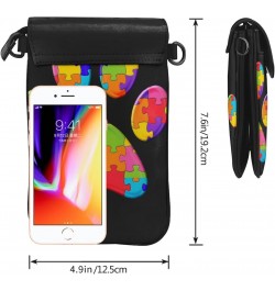 Footprint Paw Jigsaw Autism Women Cell Phone Purse Small Crossbody Bag Leather Shoulder Bag Card Holder Wallet $21.82 Crossbo...