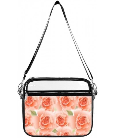 Roses-colorful-butterflies Clear Crossbody Shoulder Purse Bag for Men Women, Stadium Clear Messenger Bag Style-1 $10.25 Cross...