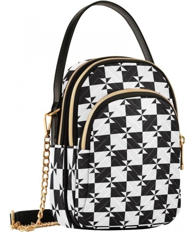 Crossbody Bags for Women, Sling Bags Black White Plaid 123 $13.44 Crossbody Bags