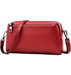 Genuine Leather Crossbody Bag for Women Small Size Handbag Mobile Phone Pouch Red $29.49 Totes