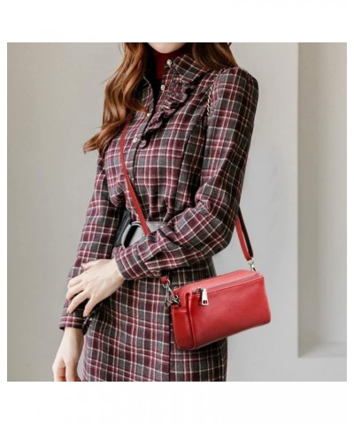 Genuine Leather Crossbody Bag for Women Small Size Handbag Mobile Phone Pouch Red $29.49 Totes