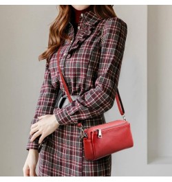 Genuine Leather Crossbody Bag for Women Small Size Handbag Mobile Phone Pouch Red $29.49 Totes