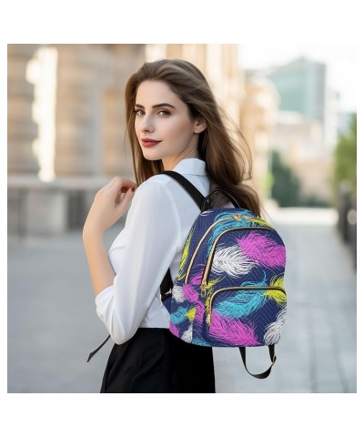 Small Backpack for Women Travel Bag Colorful Feathers Boho Daypack Purse Fashion Shoulder Bag Rucksack Small A476 $11.96 Back...