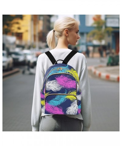 Small Backpack for Women Travel Bag Colorful Feathers Boho Daypack Purse Fashion Shoulder Bag Rucksack Small A476 $11.96 Back...