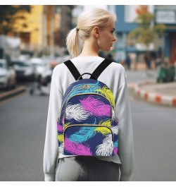 Small Backpack for Women Travel Bag Colorful Feathers Boho Daypack Purse Fashion Shoulder Bag Rucksack Small A476 $11.96 Back...