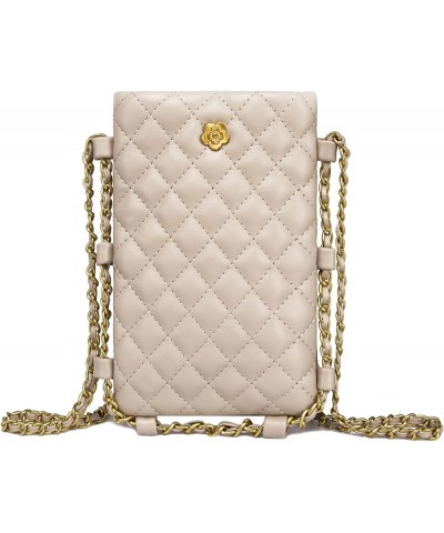 Small Crossbody Cell Phone Purse for Women Soft Chain Quilted Cellphone Wallet Bag B Khaki $12.53 Crossbody Bags