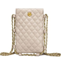 Small Crossbody Cell Phone Purse for Women Soft Chain Quilted Cellphone Wallet Bag B Khaki $12.53 Crossbody Bags