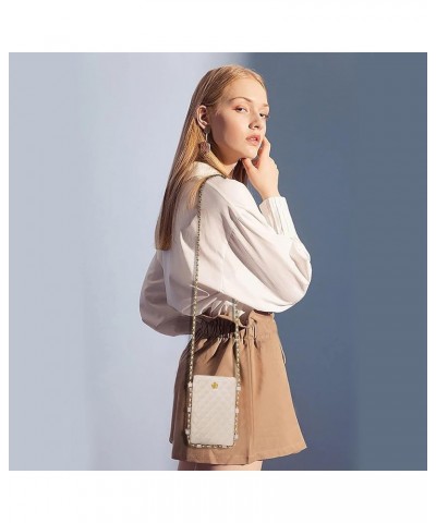 Small Crossbody Cell Phone Purse for Women Soft Chain Quilted Cellphone Wallet Bag B Khaki $12.53 Crossbody Bags