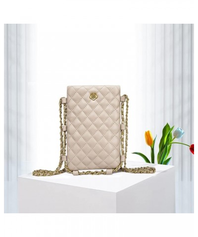 Small Crossbody Cell Phone Purse for Women Soft Chain Quilted Cellphone Wallet Bag B Khaki $12.53 Crossbody Bags