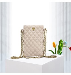 Small Crossbody Cell Phone Purse for Women Soft Chain Quilted Cellphone Wallet Bag B Khaki $12.53 Crossbody Bags